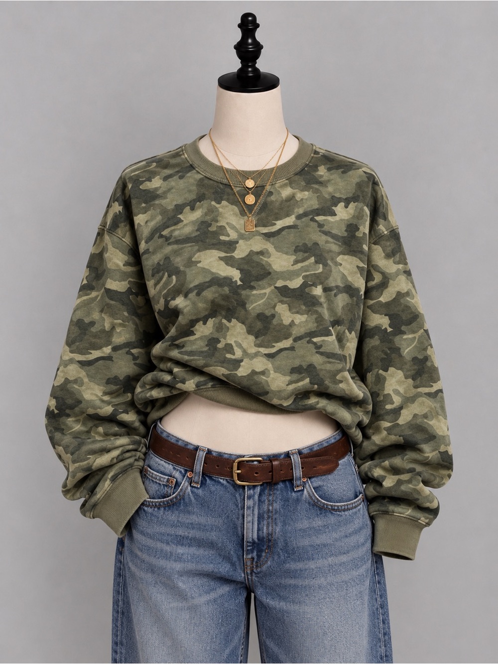 George Olive Camo Crewneck Sweatshirt - Green Tones